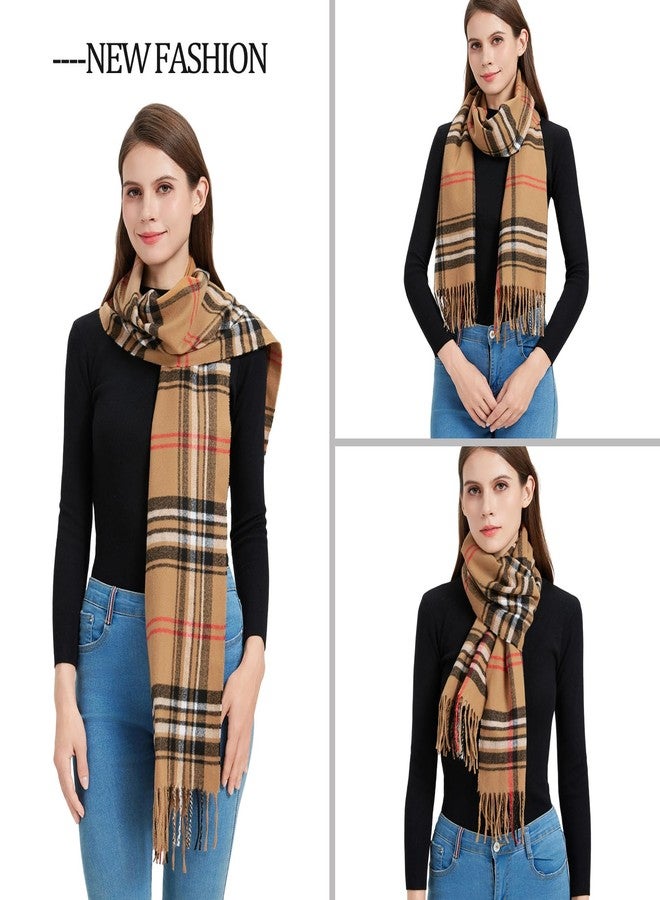 Nonakgado Camel Plaid Scarf-Winter Soft Classic Plaid Tartan Checkered Scarves for Women and Men(Style 34) - Image 3